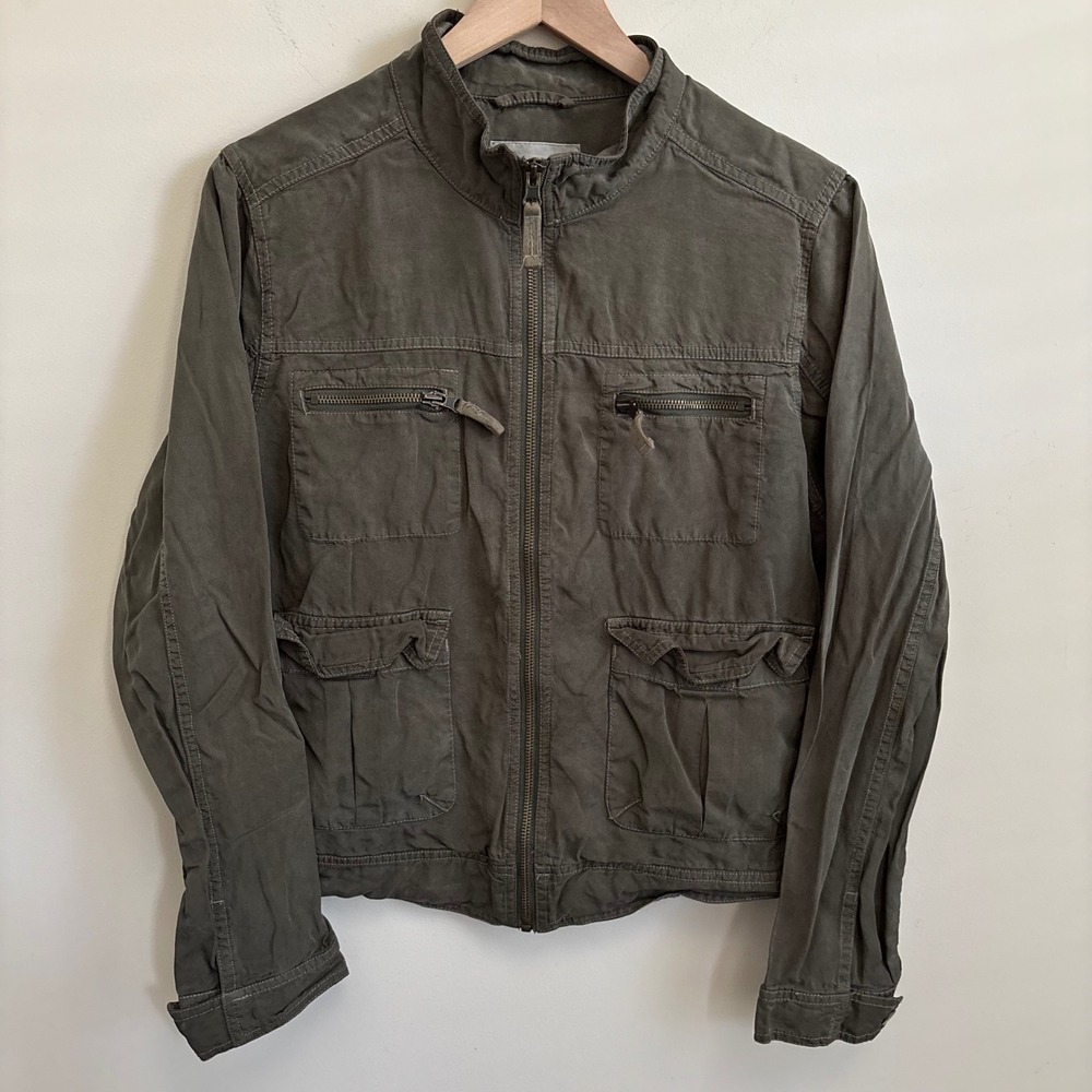 Mossimo Supply Co Olive Green Utility Field Jacket XL Full Zip Mock Neck